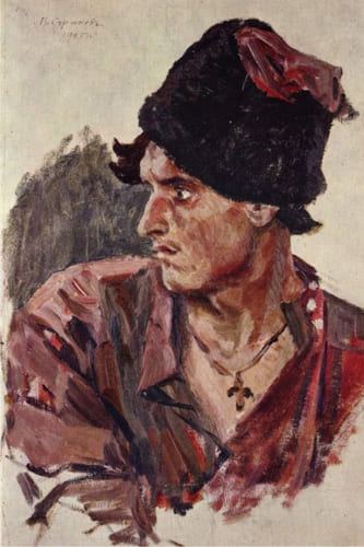 Василий Суриков.  "Голова молодого казака". 1905г.